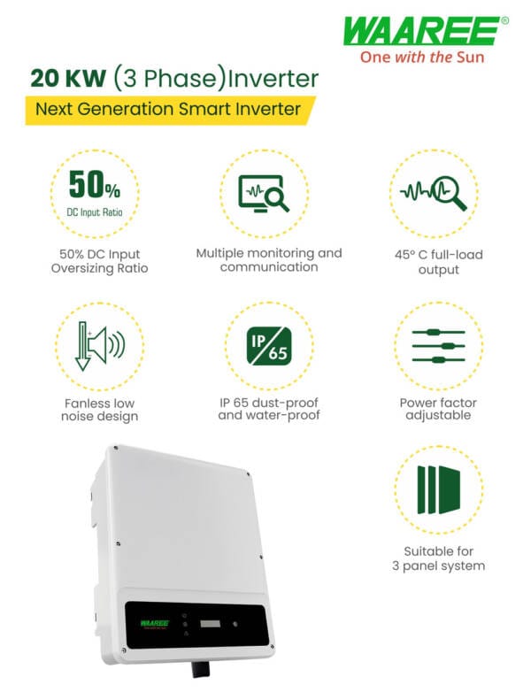 WAAREE 20kW Three Phase Solar On Grid Inverter - Image 2