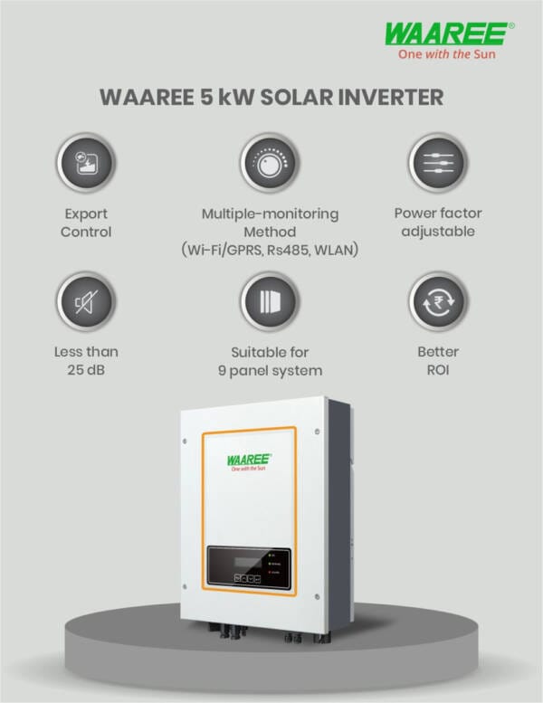 WAAREE 5 Kw On Grid 400 All Black Mono Non-DCR Solar Combo (5 Component) - Image 4