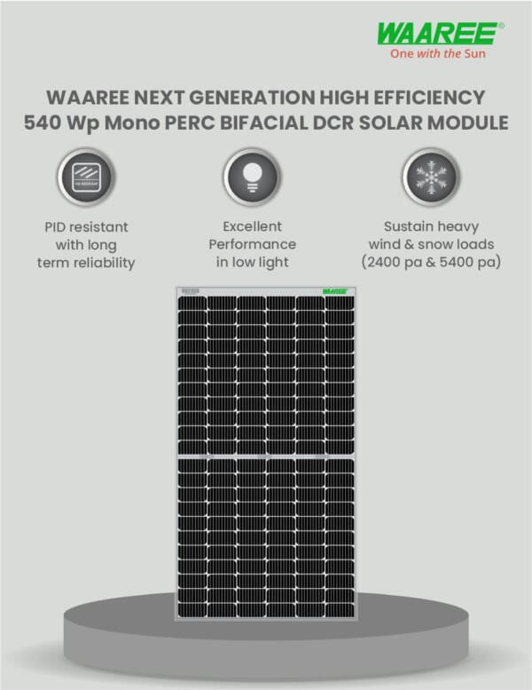 WAAREE 2 Kw On Grid Bifacial 575 Topcon Non DCR Solar Combo (5 Component) - Non Subsidy