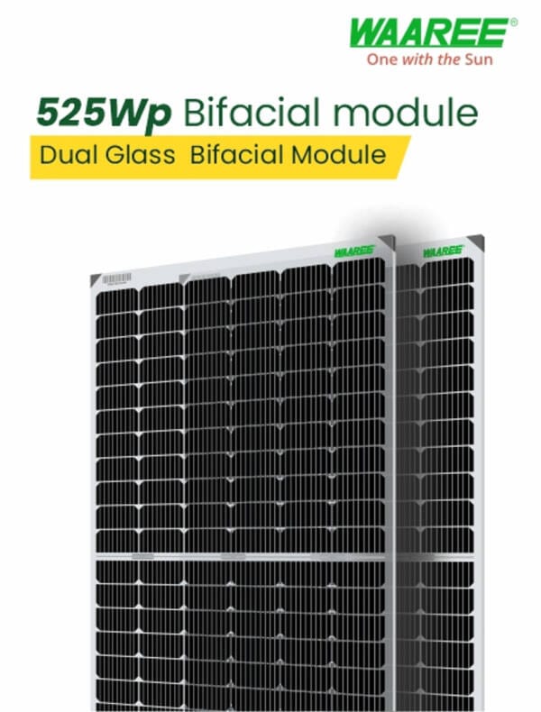 WAAREE 525Wp 144 Cells Framed Dual Glass Mono PERC Bifacial Solar Module