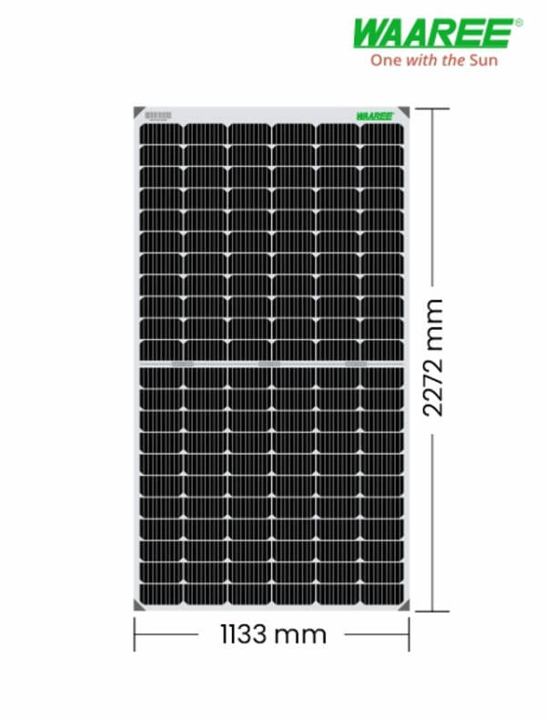 WAAREE 545Wp 144Cells 24 Volts Framed Dual Glass Mono PERC Bifacial Solar Module - Image 3