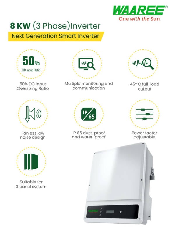 WAAREE 8kW Three Phase Solar On Grid Inverter - Image 2