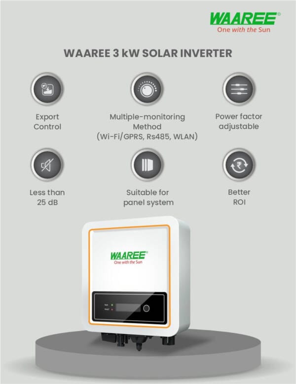 WAAREE 3 Kw On Grid Single Phase 575 Topcon Bifacial Non-DCR Solar Combo (5 Component) - Image 2