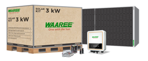 WAAREE 3 Kw On Grid Single Phase 575 Topcon Bifacial Non-DCR Solar Combo (5 Component)